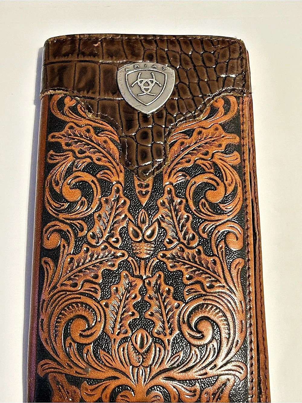 ariat Alligator Rodeo Wallet Brown & Orange